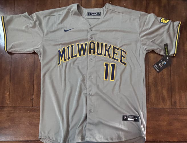 Milwaukee Brewers Jackson Chourio #11 Away Grey Jersey Adult XL NWT