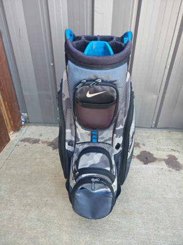 Nike Performance 14 Divider Golf Cart Bag Blue Camo w Raincover