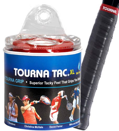 Tourna Tac Tacky Feel Tennis Overgrip Pack of 30 (Black, X-Large)