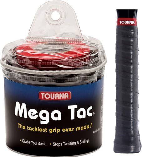 Tourna Mega Tac Extra Tacky Overgrip, 30-Pack, Black