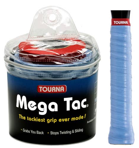 TOURNA Mega Tac Extra Tacky Overgrip, Blue (30-Pack)