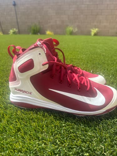 Red Men's Size M 9.5 (W 10.5) Adult Nike Huarache Metal Cleats (New)
