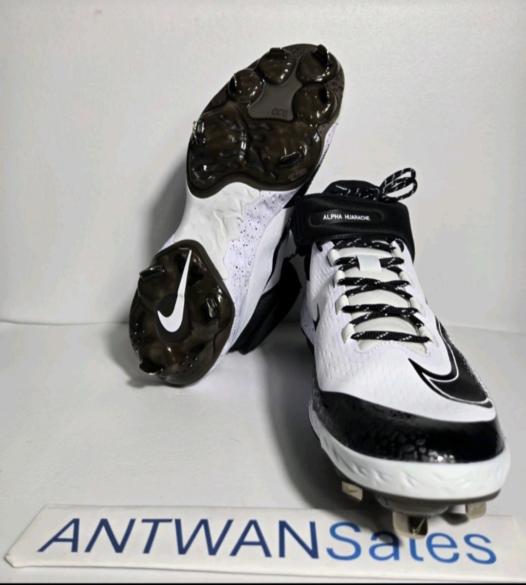 Nike Alpha Huarache Elite 4 Mid White/Black Baseball Cleats 