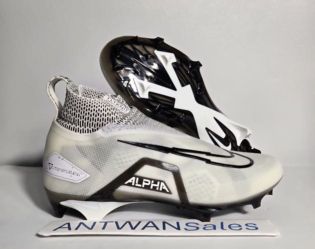 Nike Alpha Menace Elite 3 White Black Football Cleats CT6648-100 Men’s Size 12