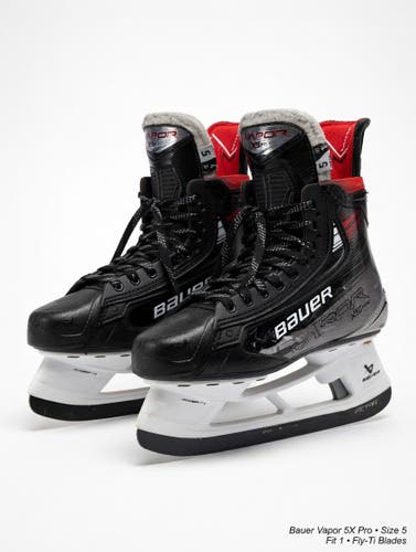 Black/Gray 2023 Bauer Vapor X5 Pro Hockey Skates Size 5 (Used) With Upgraded Fly-Ti Steel