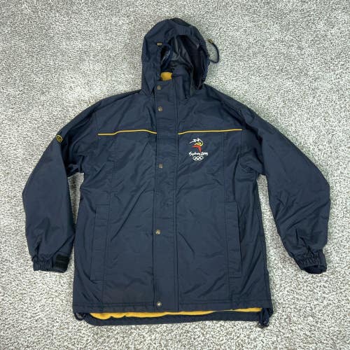 Vintage Line 7 Sydney 2000 Olympics Jacket Mens Large Blue Hooded Fleece Lined