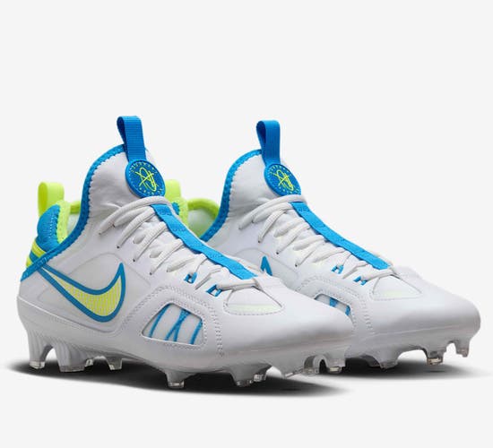 new men's 11.5 Nike Alpha Huarache 9 Elite Low Lax SE  White/blue-volt Cleats FZ3620 100