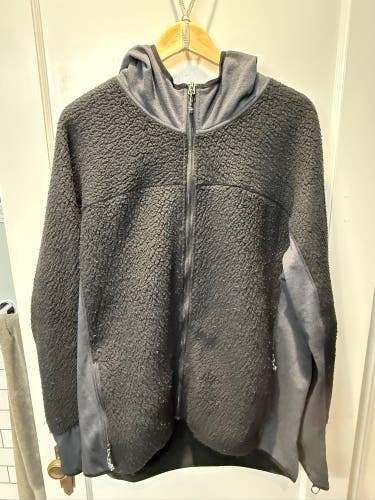 Vintage Burton Snowboards Polartec Fleece Hooded Jacket Mens XXL Black/Grey