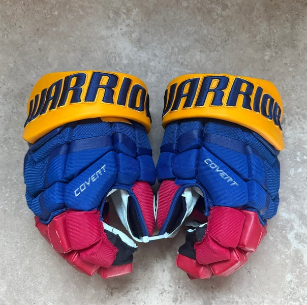 Pro Stock Warrior Game Used Tomas Tatar New Jersey Devils Reverse Retro Hockey Gloves