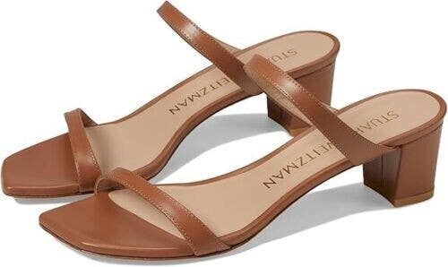 Stuart Weitzman Aleena 50 Sandals Women's US 10.5 Tan Leather Block Heel KHD854