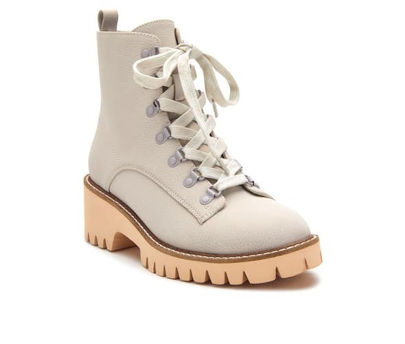 Coconuts By Matisse No Plans Women's Size 6 Stone Round Toe Lace-Up Boots KHD806