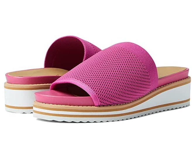 David Tate Aline Slide Women's Size 7 Pink Mesh Slip-On Wedge Sandal KHD819