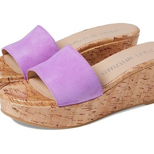 Stuart Weitzman Summer Sandals Women's US 9.5 Purple Leather Wedge Heel KHD840