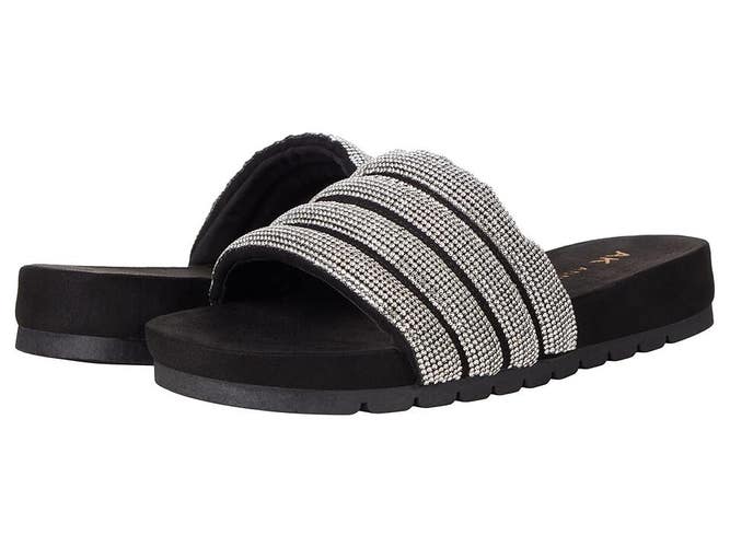 Anne Klein Gloria GLOR01f9-001 Slide Women's US 8.5 Black Slip On Sandals KHD808