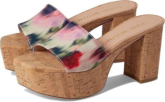 Stuart Weitzman Squarehigh Platform 95 Sandal Womens 9.5 Multi Block Heel KHD829