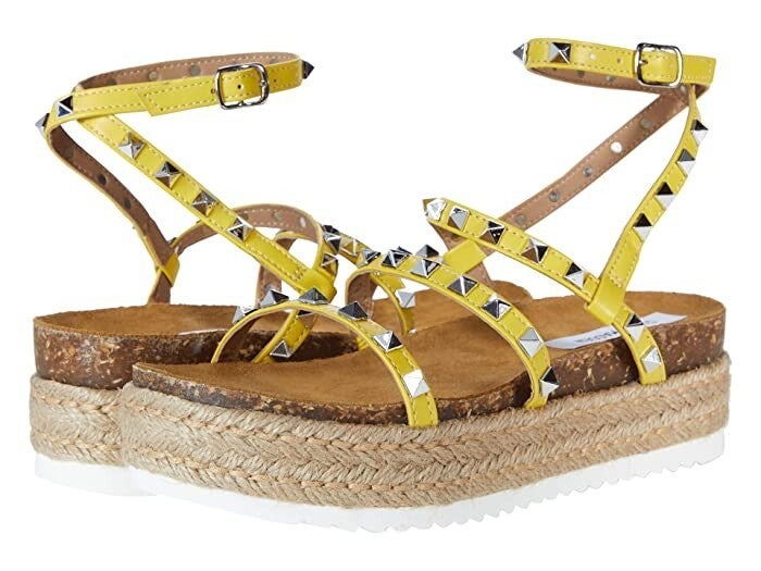 Steve Madden Kailee Strappy Women's 8.5 Yellow Espadrille Platform Sandal KHD814
