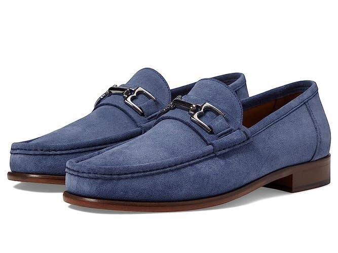 Bruno Magli Trieste Loafer Men's US 7 Light Blue Suede Slip-On Square Toe KHD830