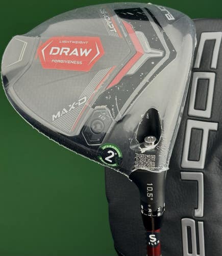 Cobra DS-Adapt MAX-D Draw 10.5* Driver Stiff Flex Denali Red 50g w/ Cover NEW