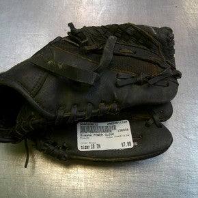 Used Mizuno POWER CLOSE BB/SB Glove RH Throw Black 10" 11339-S000200032