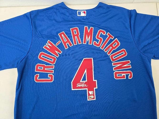 Cubs PETE CROW-ARMSTRONG Auto Autograph Signed Baseball JERSEY BLUE Fanatics