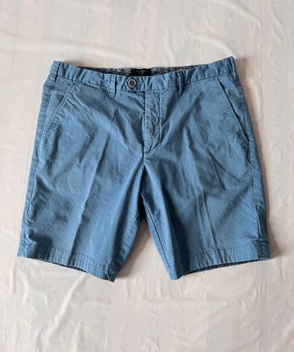 Ted Baker London Blue Geometric Shesho Chino Shorts Size 36R cotton