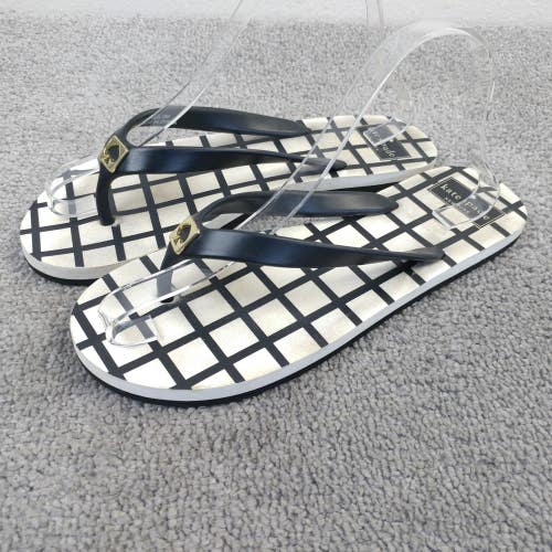 Kate Spade New York Womens Size 9 Thong Flip Flop Sandals Black Shoes Check