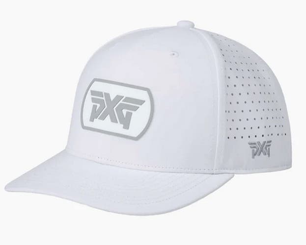 NEW PXG Perforated 6 Panel Dog Tag White/Grey Adjustable Snapback Golf Hat/Cap