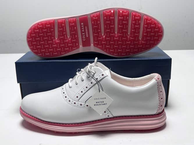 Cole Hann OG Shortwing Golf Golf Shoes White  Crystal Rose Women's SZ 8 (W30276)