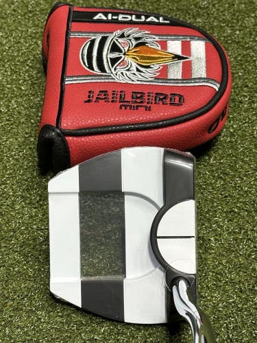 Odyssey Ai Dual Jailbird Mini 1/2 Ball Mallet Putter LEFT Hand 33" w/ Cover LH