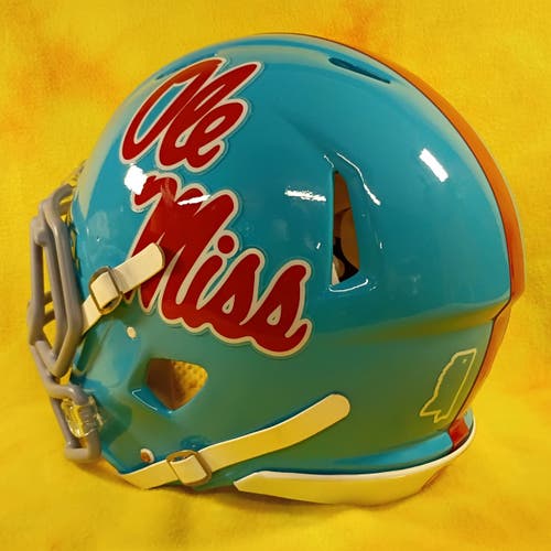 Ole Miss Rebels Super custom fullsize Riddell Speed football helmet Lg blue
