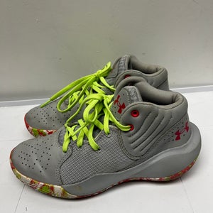 Under Armour Kids Size 3.5Y Sneakers Gray/Neon Green/Pink Shoes Youth Activewear