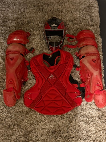 Red Adidas Catcher's Set (Used)