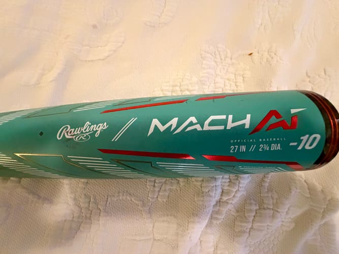 2024 Rawlings Mach AI Alloy USSSA Certified Bat (-10) 17 oz 27" (Used)