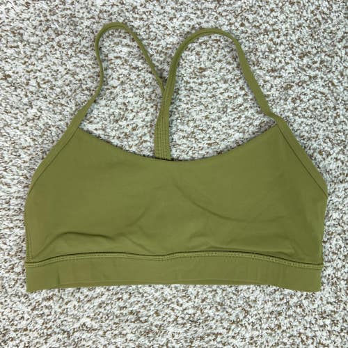Lululemon Sports Bra Womens 8 Green Racerback Yoga Gym Workout Flow Y Nulu Logo