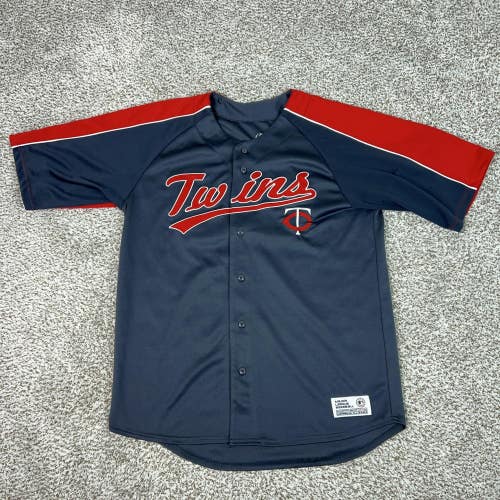 Minnesota Twins Jersey Mens Large Blue MLB Baseball Dynasty Button Up Sports