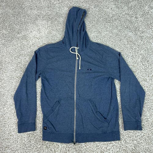 Oakley Hoodie Mens Large Blue Full Zip Jersey Sweatshirt Logo Casual Skater Top