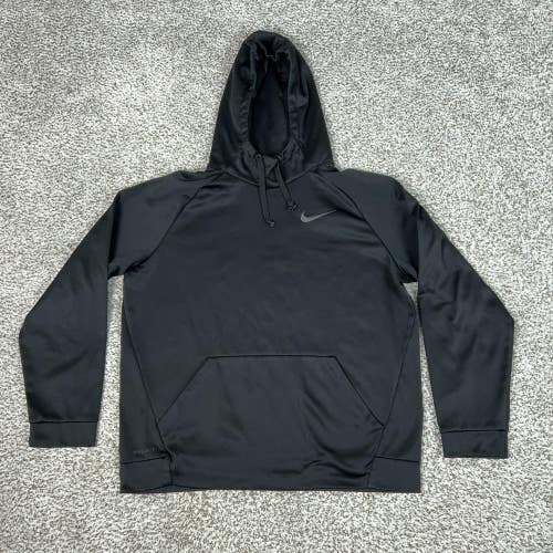 Nike Hoodie Mens Large Black Pullover Dri-FIT Fleece Sweatshirt Swoosh Logo Top