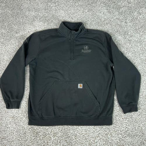 Carhartt Sweatshirt Mens 2XL Black 1/4 Zip Loose Fit Fleece Flag Sleeve Pocket