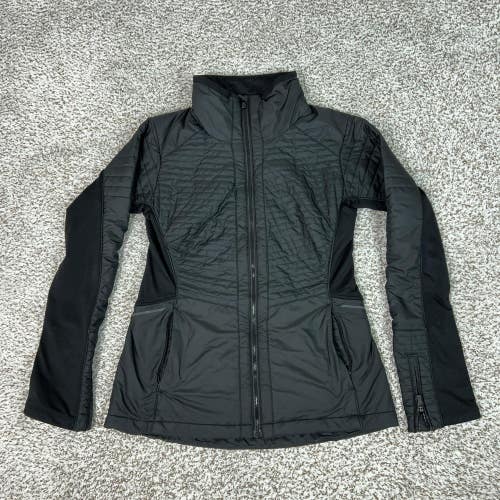 Athleta Jacket Womens Small Black Quilted Softshell Full Zip Running Athletic