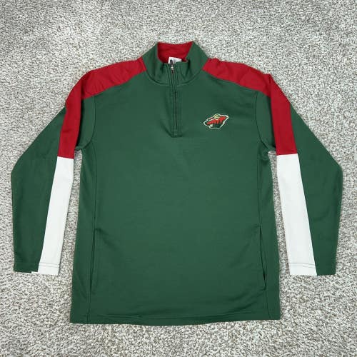 Minnesota Wild Pullover Mens Medium Green NHL Hockey Long Sleeve Quarter Zip Top