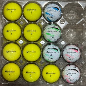 14 TaylorMade SpeedSoft Golf Balls - Yellow and Ink Design