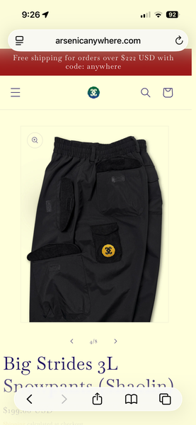 スノーボード Arsenic big strides pants Arsenic Anywhere Big Strides 3L Snowpants (Shaolin) | SidelineSwap