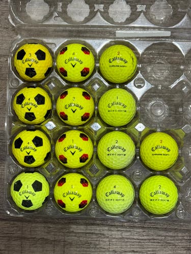 14 Callaway Triple Track, TruTrack, Truvis Yellow Golf Balls - Chrome Soft, ERC Soft