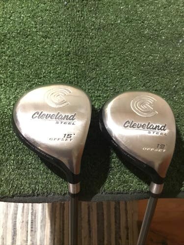 Cleveland Launcher Offset Steel Woods Set (3W & 5W) Seniors 55g Graphite Shafts