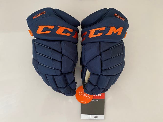 New Pro Stock CCM Edmonton Oilers Connor McDavid JetSpeed Pro Hockey Gloves 13