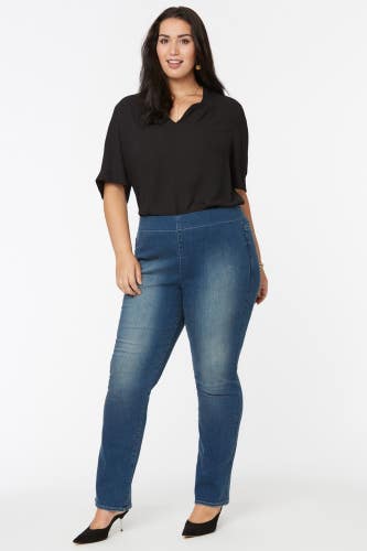 NYDJ Clean Enchantment Jeans Women's 24W Blue Denim Pull-On Straight Leg DDR656