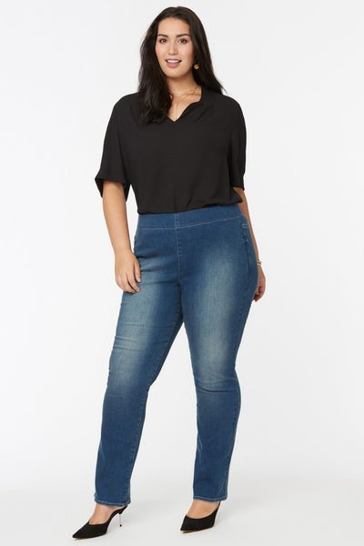NYDJ Clean Enchantment Jeans Women's 24W Blue Denim Pull-On Straight Leg DDR656