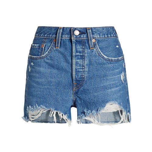 Levi's 501 Cut-Off Shorts Women's 31 Oxnard Audio Cotton Denim Distressed RED879