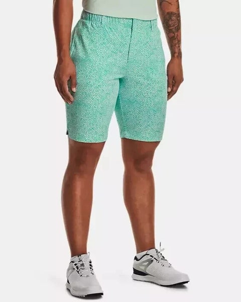Under Armour Shorts Men's 0 Green Polka Dot Flat Front Golf Performance JDM1205