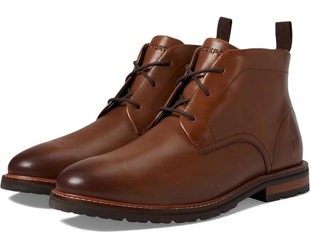 Rockport Caspe Boots Men's US 8.5 Dark Natural Leather Round Toe Ankle KHD1398